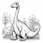 Brachiosaurus Dinosaur Living in Nature Coloring Pages 4