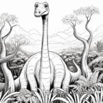 Brachiosaurus in Jungle Scene Coloring Pages 3
