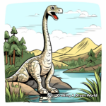 Brachiosaurus in Nature Setting Coloring Pages 2