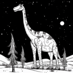 Brachiosaurus in the Night Sky Coloring Pages 2