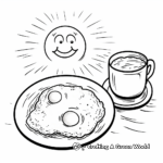 Breakfast Scene: Fried Egg and Sausage Coloring Pages 2
