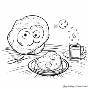 Breakfast Scene: Fried Egg and Sausage Coloring Pages 4
