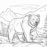 Breathtaking Grizzly Bear in the Mountains Coloring Pages 4