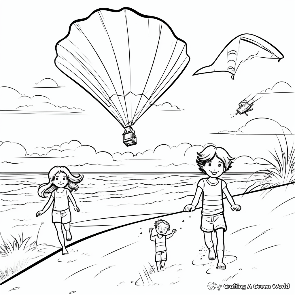 Breezy Beach Kite Coloring Pages 2