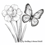 Bright Half Butterfly, Half Daffodil Coloring Pages 1