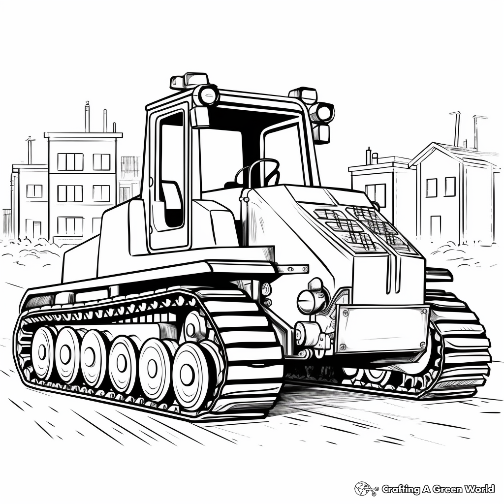 Bright Industrial Bulldozer Coloring Pages 1
