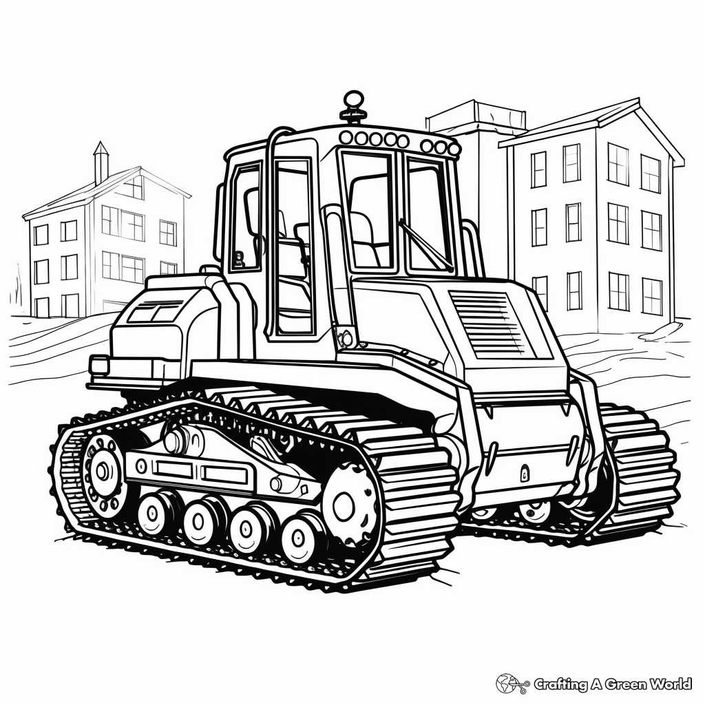 Bright Industrial Bulldozer Coloring Pages 3