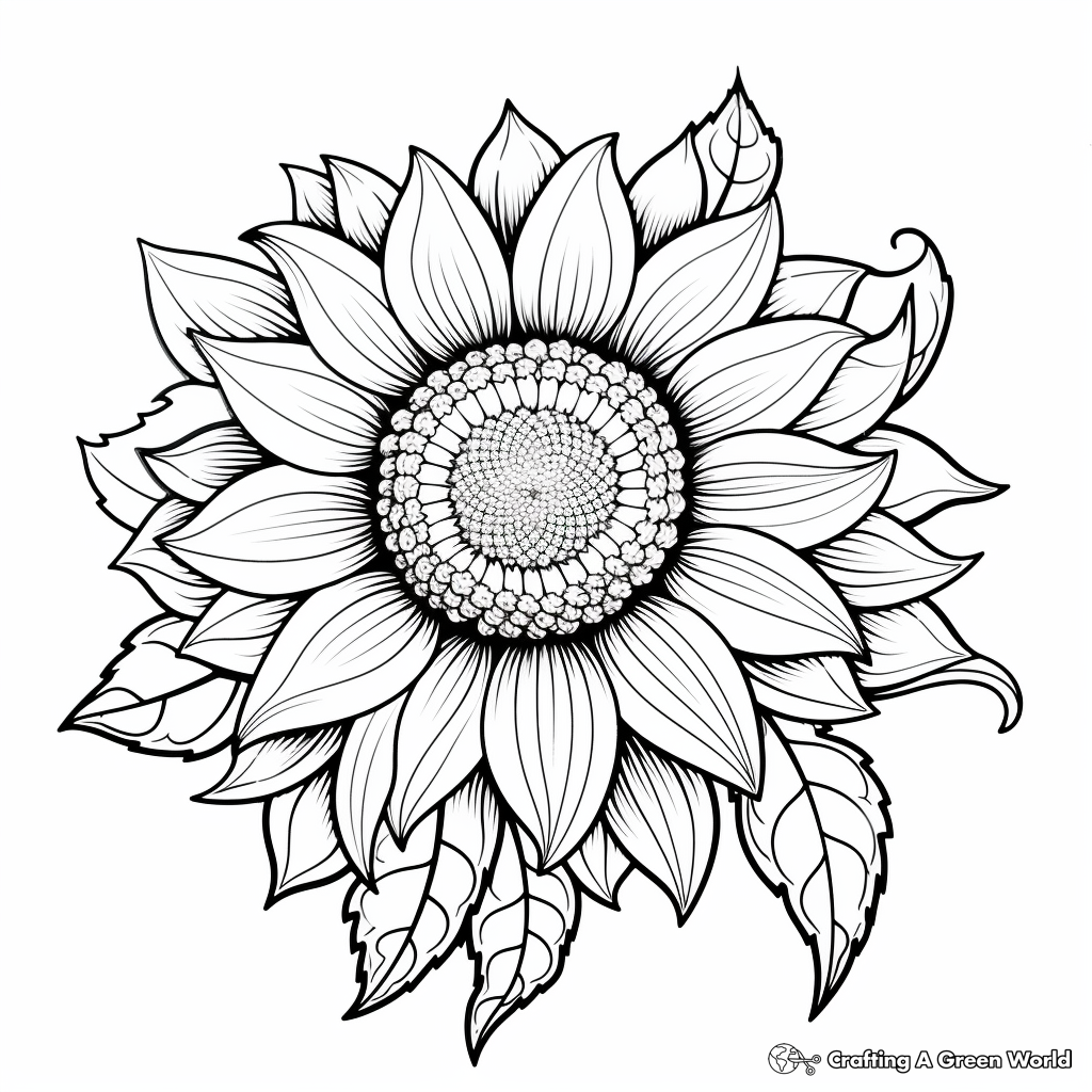 Bright Sunflower Coloring Pages 4