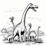 Brontosaurus Dinosaur Family Coloring Pages 2