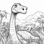Brontosaurus Head in Nature: Jungle-Scene Coloring Pages 1