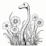 Brontosaurus with Florals Coloring Pages 1