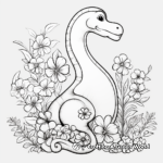 Brontosaurus with Florals Coloring Pages 3