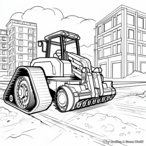 Bulldozer in Action: Construction Scene Coloring Pages 3