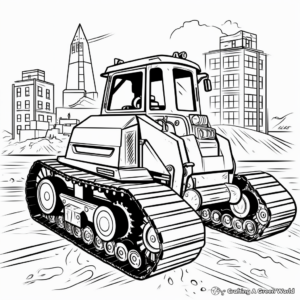 Bulldozer in Action: Construction Scene Coloring Pages 4