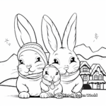 Bunny Family in the Snow: Winter-Themed Coloring Pages 1