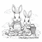 Bunny Family Picnic Coloring Sheets 4
