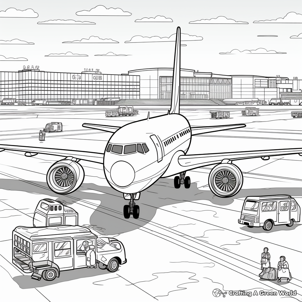 Bustling Airport Coloring Pages 3