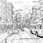 Bustling City Street: Urban Scene Coloring Pages 1