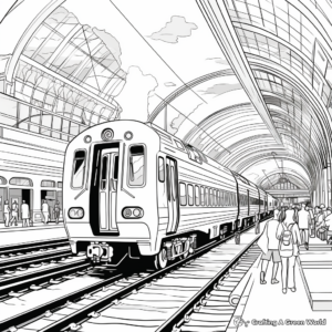 Bustling Train Station Coloring Pages 1