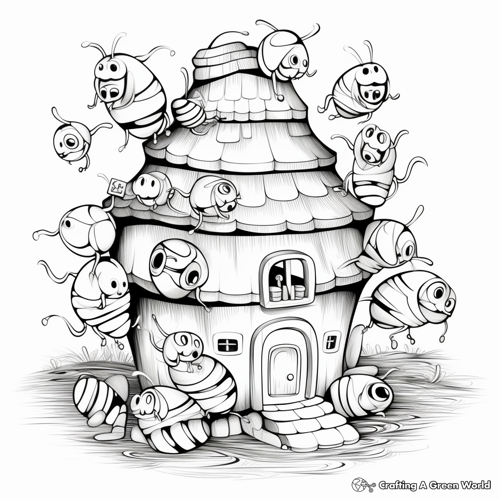 Busy Beehive Coloring Pages 2