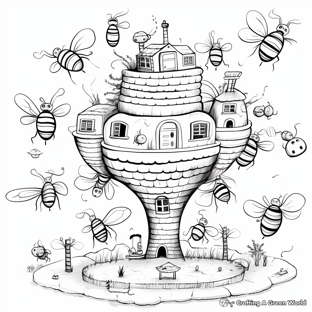 Busy Beehive Coloring Pages 3