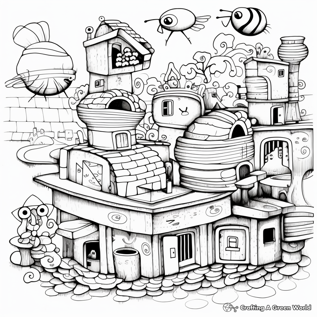 Busy Beehive Coloring Pages 4