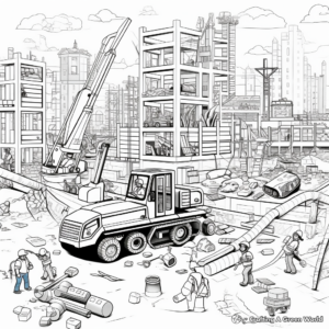 Busy Construction Site Coloring Pages 2