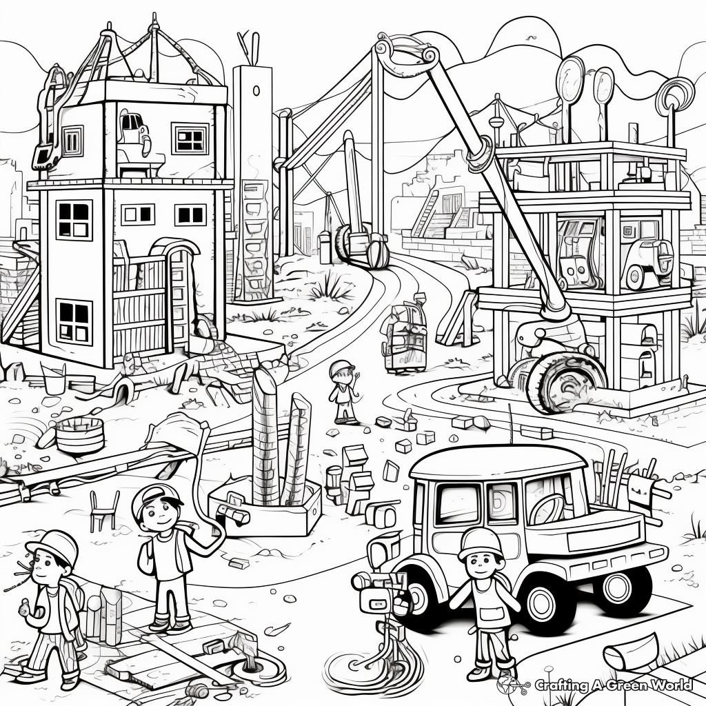 Busy Construction Site Coloring Pages 3