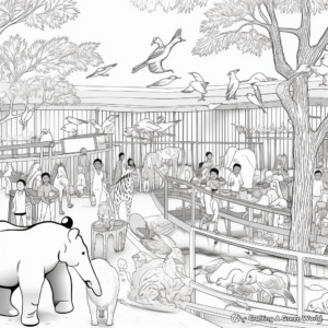 Busy Day at the Zoo: Zoo Scene Coloring Pages 1