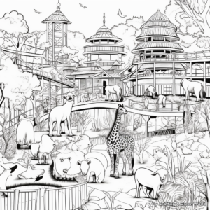 Busy Day at the Zoo: Zoo Scene Coloring Pages 2