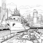 Busy Tugboat at the Dock Coloring Pages 4