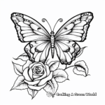 Butterfly among Roses Coloring Pages 4