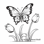 Butterfly Landing on a Tulip Coloring Page 3