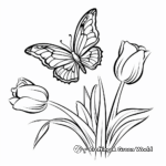 Butterfly Landing on a Tulip Coloring Page 4