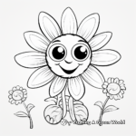 Butterfly on a Daisy Field Coloring Page for Kids 4