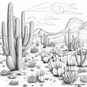 Cacti Galore: Sonoran Desert Coloring Pages 1