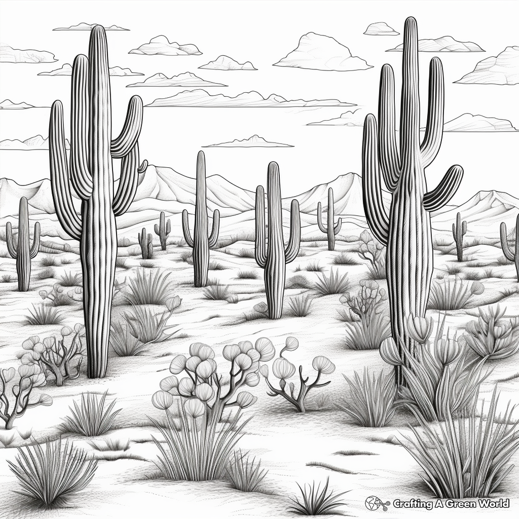Cacti Galore: Sonoran Desert Coloring Pages 4