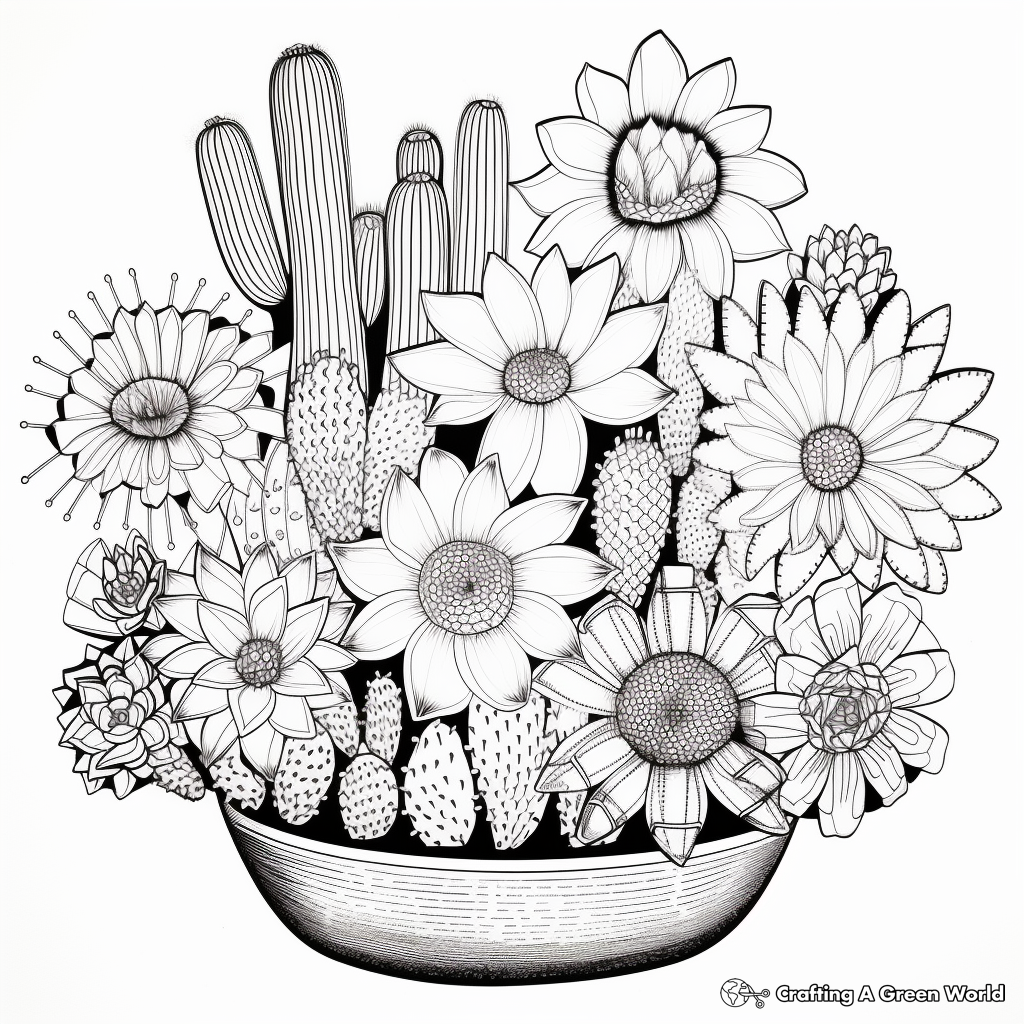 Cactus in Bloom Coloring Pages 3