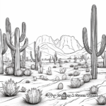 Cactus con fondo desértico Páginas para colorear 1