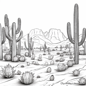 Cactus With Desert Backdrop Coloring Pages 1