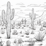 Cactus con fondo desértico Páginas para colorear 2
