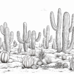 Cactus con fondo desértico Páginas para colorear 3