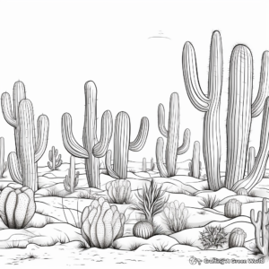 Cactus With Desert Backdrop Coloring Pages 3