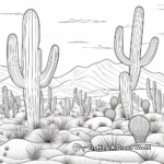 Cactus con fondo desértico Páginas para colorear 4