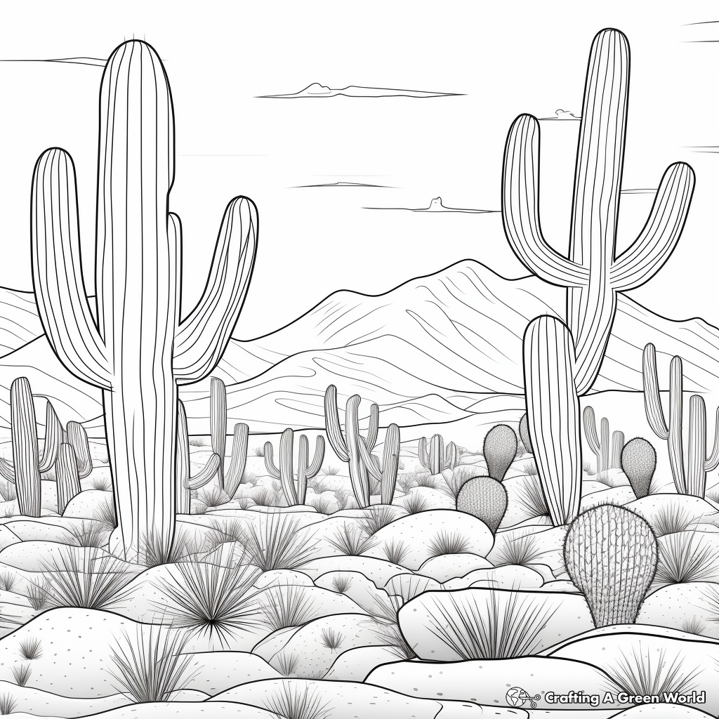 Cactus With Desert Backdrop Coloring Pages 4