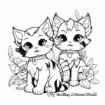 Calico Cats and Carnation Flower Coloring Pages for Adults 3