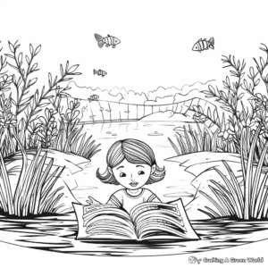 Calm and Relaxing Underwater Scene Coloring Pages 1