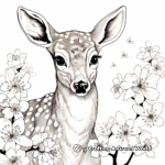 Calm Browning Doe Among Blossoms Coloring Pages 2