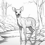 Calm Deer by the Stream Coloring Pages 2