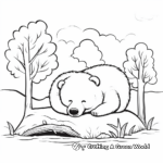 Calm Sleeping Bear in the Woods Coloring Pages 1
